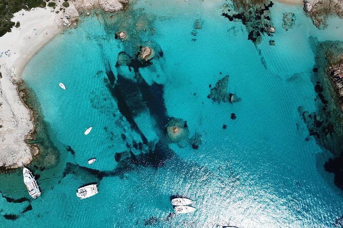 Luxury catamaran from Porto Rafael-Palau to the Maddalena Archipelago - Pink Beach (Spiaggia Rosa) photo stop: beautiful, protected, and no-splash by design